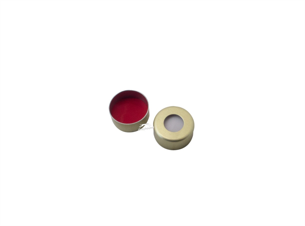 Picture of 11mm Aluminium Cap, Gold with Red PTFE/White Silicone/Red PTFE Setpa, 1mm (Shore A 45)